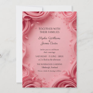 Invitation Carton d'invitation de mariage pétale de rose rose