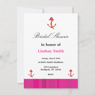Invitation Carton d'invitation de mariage Pink Anchor