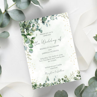 Invitation Carton d'invitation de mariage plat avec feuillage