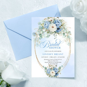 Invitation Carton d'invitation de mariage poussiéreux bleu cl