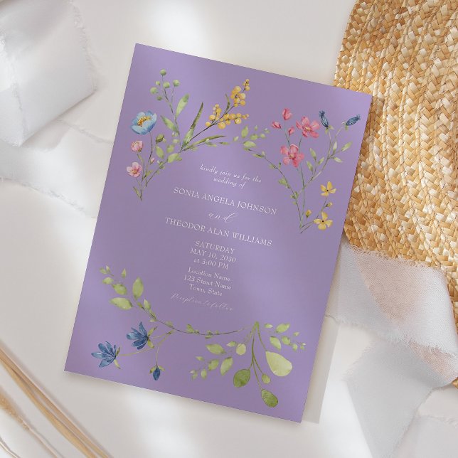 Invitation Carton d'invitation de mariage Printemps Violet (Créateur téléchargé)