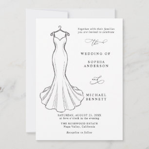 Invitation Carton d'invitation de mariage robe de mariée mini