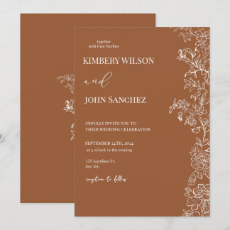 Invitation Carton d'invitation de mariage romantique floral à