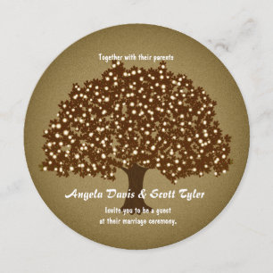 Invitation Carton d'invitation de mariage rond arbre illuminé
