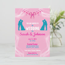 Carton d'invitation de mariage rose élégant