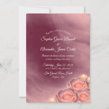 Carton d'invitation de mariage rose et perle