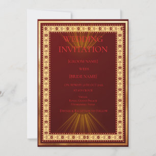 Invitation Carton d'invitation de mariage rouge et or de luxe