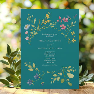 Invitation Carton d'invitation de mariage Teal de printemps