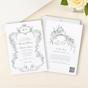 Invitation Carton d'invitation de mariage tout-en-un à motif