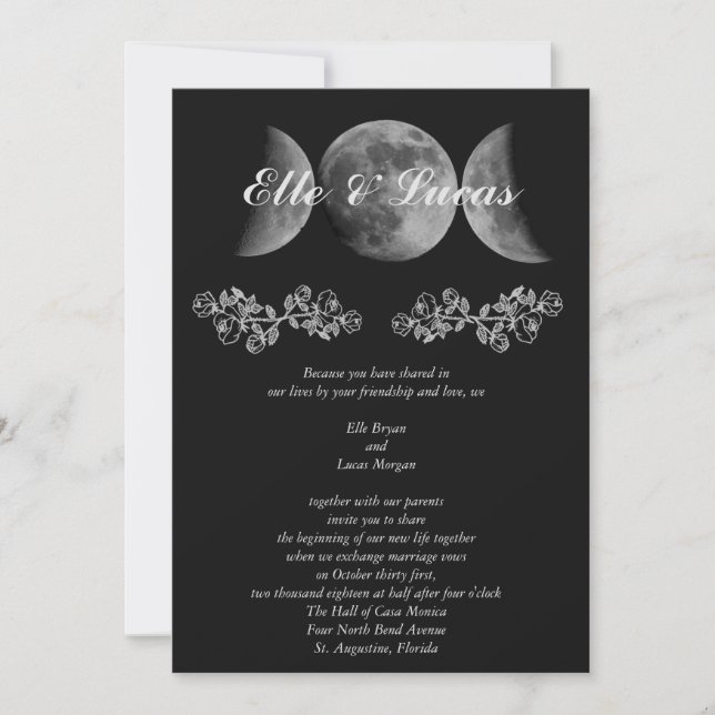 Invitation Carton d'invitation de mariage Triple Lune (Devant)