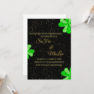 Invitation Carton d'invitation de mariage vert émeraude et or