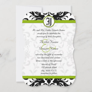 Invitation Carton d'invitation de mariage vert pomme et damas