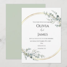 Carton d'invitation de mariage vert sauge