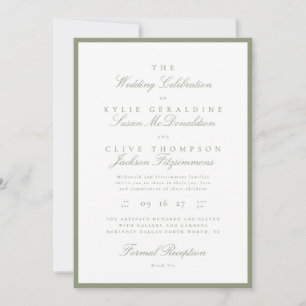 Invitation Carton d'invitation de mariage vert sauge formel