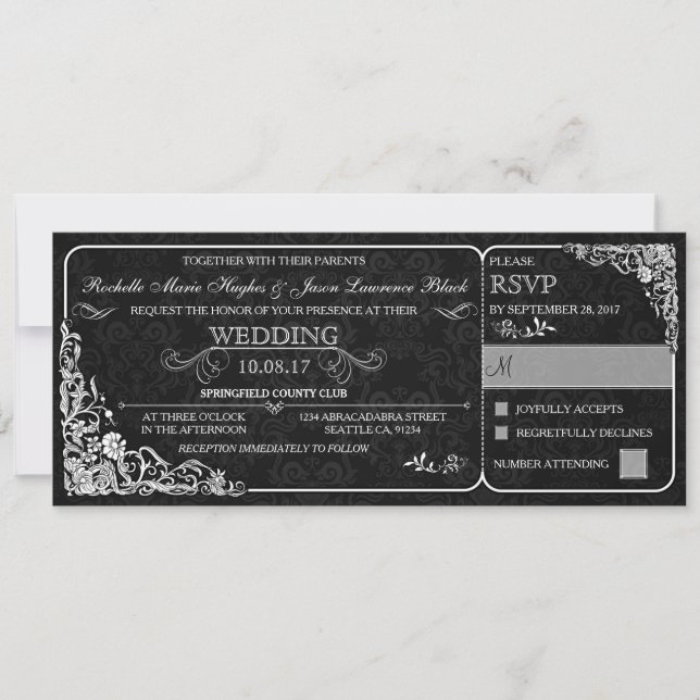 Invitation Carton d'invitation de mariage victorien avec RSVP (Devant)
