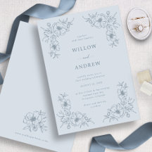 Carton d'invitation de mariage vintage à fleurs bl