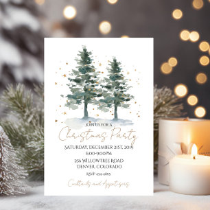 Invitation Carton d'invitation de Noël à l'aquarelle pinède d