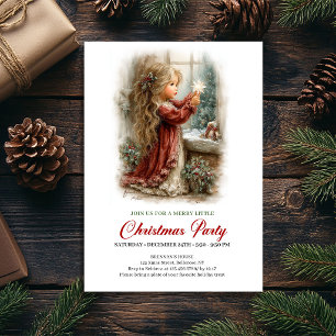 Invitation Carton d'invitation de Noël Fille mignonne Concept