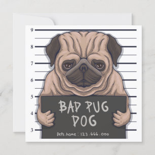 Invitation Carton d'invitation de Pug mignon