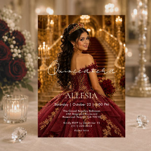 Invitation Carton d'invitation de Quinceañera en Bourgogne do