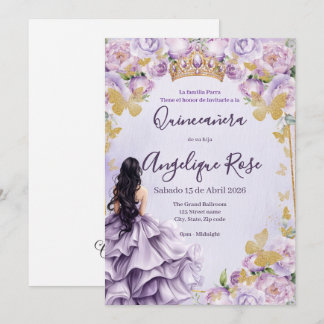 Invitation carton d'invitation de quinceañera papillon prince
