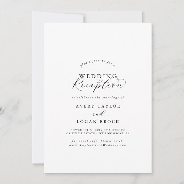 Invitation Carton d'invitation de réception de mariage écritu (Devant)