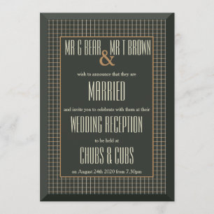 Invitation Carton d'invitation de réception de mariage gay ou
