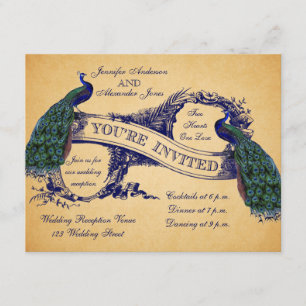 Invitation Carton d'invitation de réception de mariage vintag