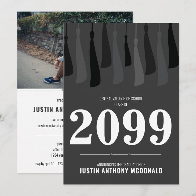 Invitation Carton d'invitation de remise de diplôme avec rang (Devant / Derrière)