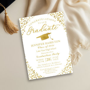 Invitation Carton d'invitation de remise de diplôme Confetti