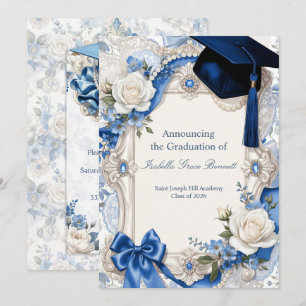 Invitation Carton d'invitation de remise de diplôme floral bl