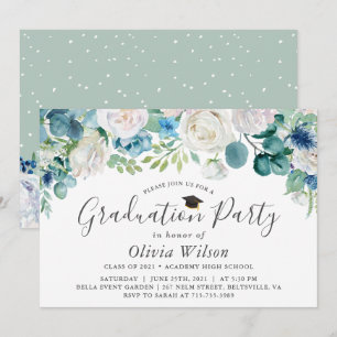 Invitation Carton d'invitation de remise de diplômes floral b