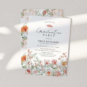 Invitation Carton d'invitation de remise de diplômes floral p
