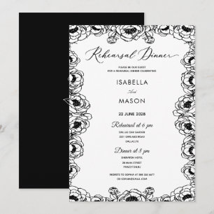 INVITATION CARTON D'INVITATION DE RÉPÉTITION DE MARIAGE NOIR