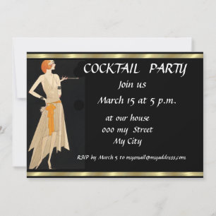 Invitation Carton d'invitation de soirée cocktail rétro noir