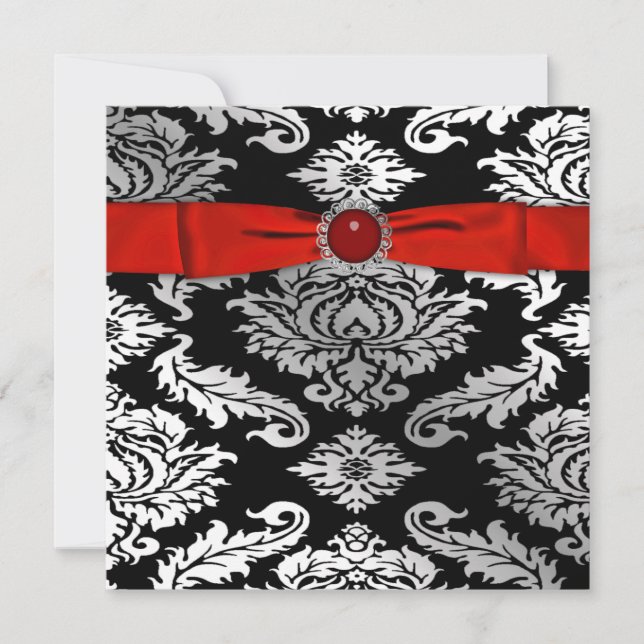 Invitation Carton d'invitation de soirée en noir et rouge cra (Devant)