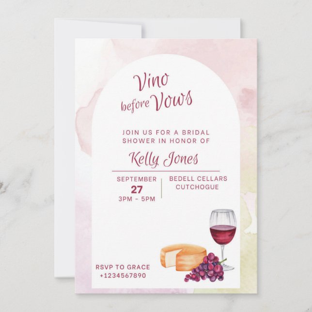 Invitation Carton d'invitation de Vino before Vows pour la so (Devant)