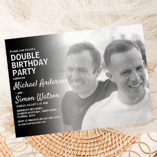 Invitation Carton d'invitation double anniversaire avec photo