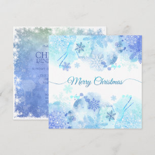 Invitation Carton d'invitation élégant à l'aquarelle bleue po