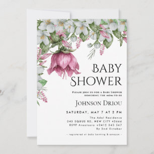 Invitation Carton d'invitation élégant à motif floral pour ba