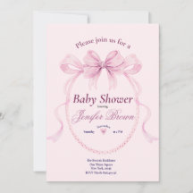 Carton d'invitation élégant avec un nœud rose pour