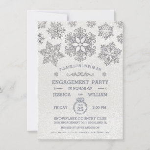 Invitation Carton d'invitation élégant de flocon de neige pou
