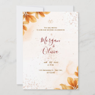 Invitation Carton d'invitation élégant de mariage d'automne a