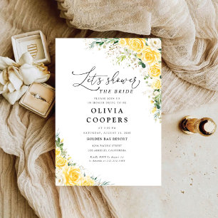 Invitation Carton d'invitation élégant jaune à motif floral p