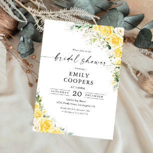 Invitation Carton d'invitation élégant jaune à motif floral p