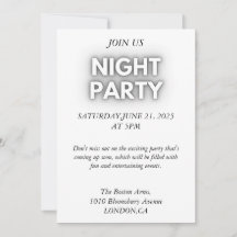Carton d'invitation élégant noir et blanc pour l'e