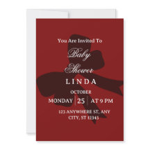 Carton d'invitation élégant pour Baby Shower Rouge