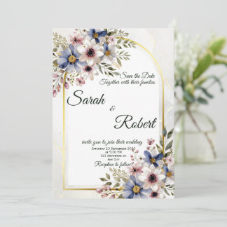 Invitation Carton d'invitation élégant pour mariage à cadre f