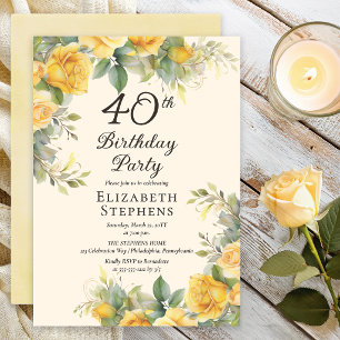 Invitation Carton d'invitation élégant pour un 40e anniversai