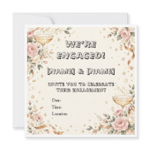 Carton d'invitation élégant pour une fête de fianç